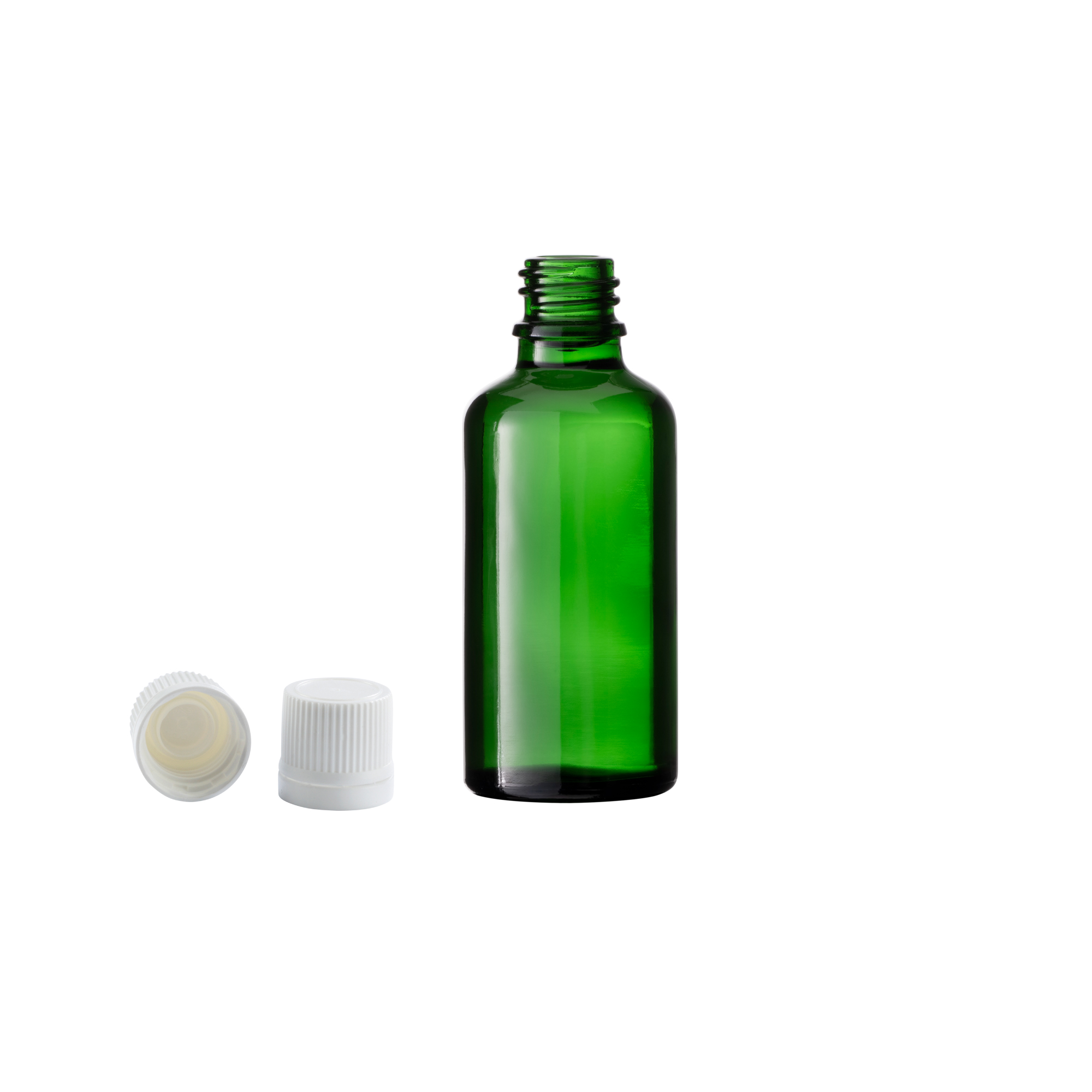 10x Tropfflaschen aus Grünglas, 50 ml,  Schraubverschluss mit Dichtkonus