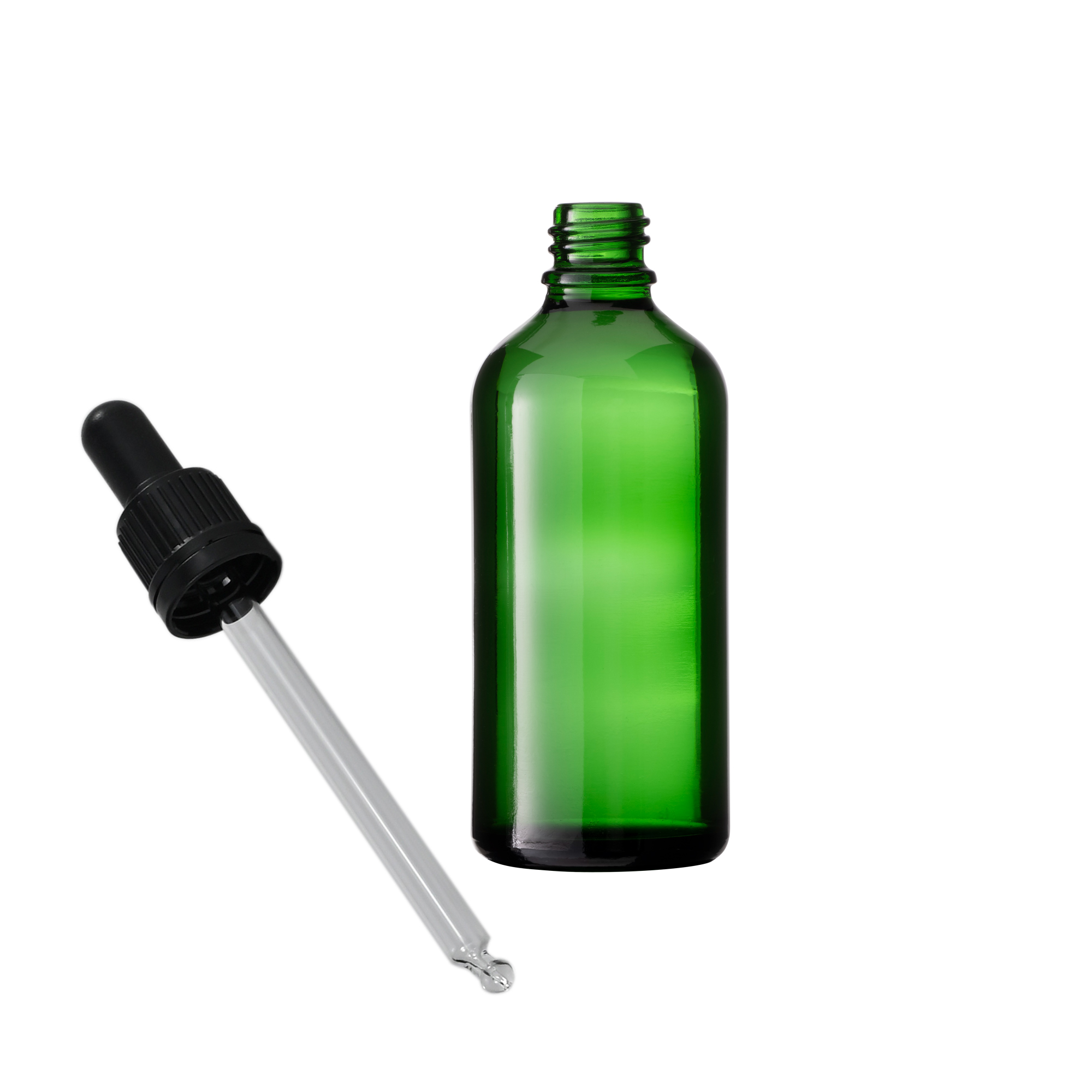 10x Tropfflaschen aus Grünglas, 100 ml,  Schraubverschluss mit Glaspipette