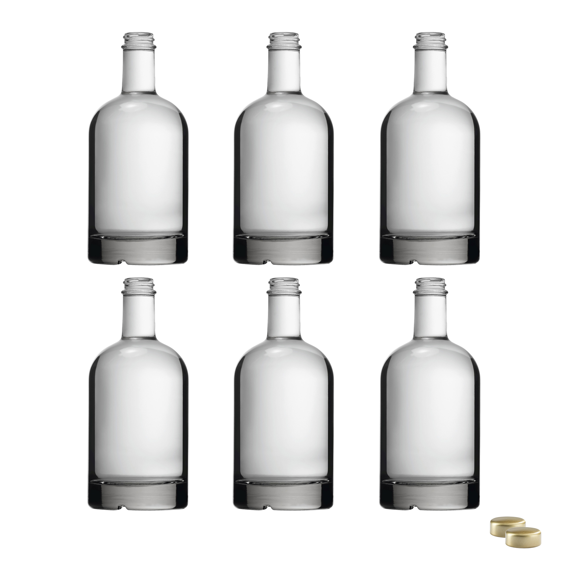 6x Glasflasche 500 ml  mit  Schraubverschluss leer zum Befüllen (Spirituosenflasche, Likörflasche)