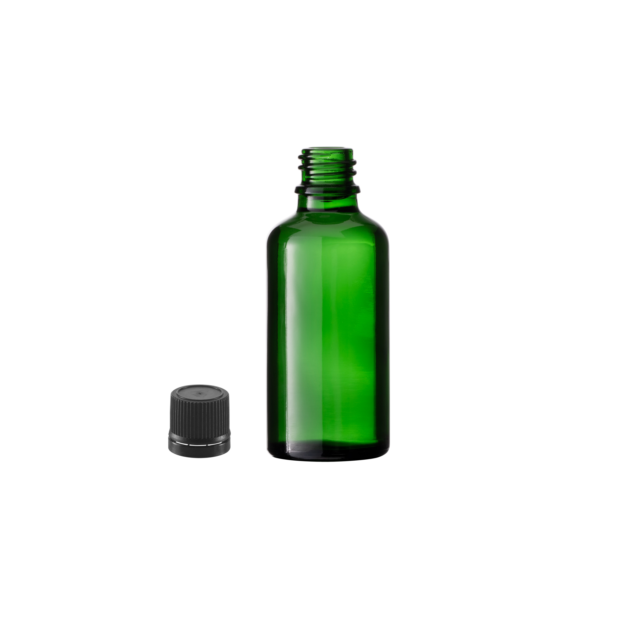 10x Tropfflaschen aus Grünglas, 50 ml,  Schraubverschluss mit Tropfeinsatz